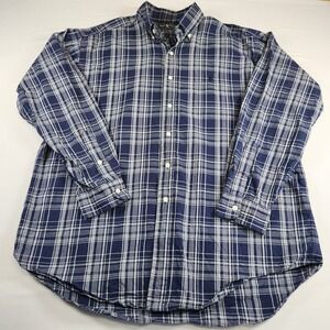 Polo Ralph Lauren Shirt Men Large Blue Plaid Blake Long Sleeve Button Down Pony